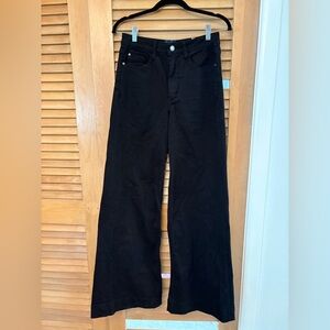 Maeve Anthropologie Wide Leg Denim Jeans High
Rise Black Dark Wash Pants 27 Tall